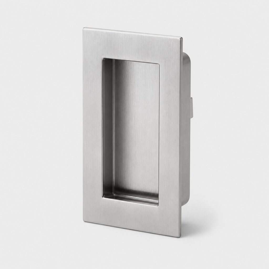 Poignée à cuvette encastrée en inox brossé pour porte coulissante